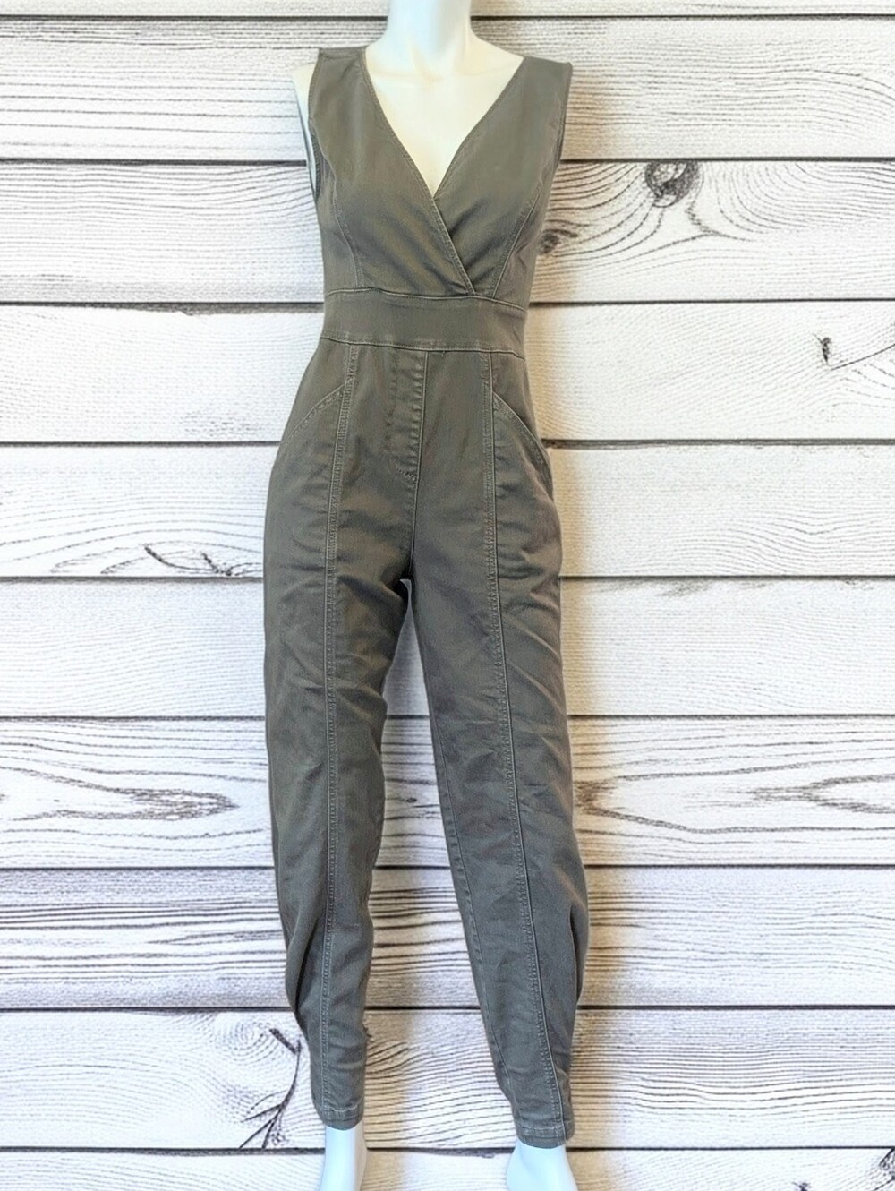 VENUS Olive Utility Sleeveless Jumpsuit